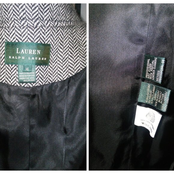 Lauren Ralph Lauren Wool Alpaca Herringbone Jacket Sz 14 - Picture 12 of 15